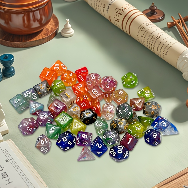 7 Sets 49pcs Acrylic Polyhedral Dice Set